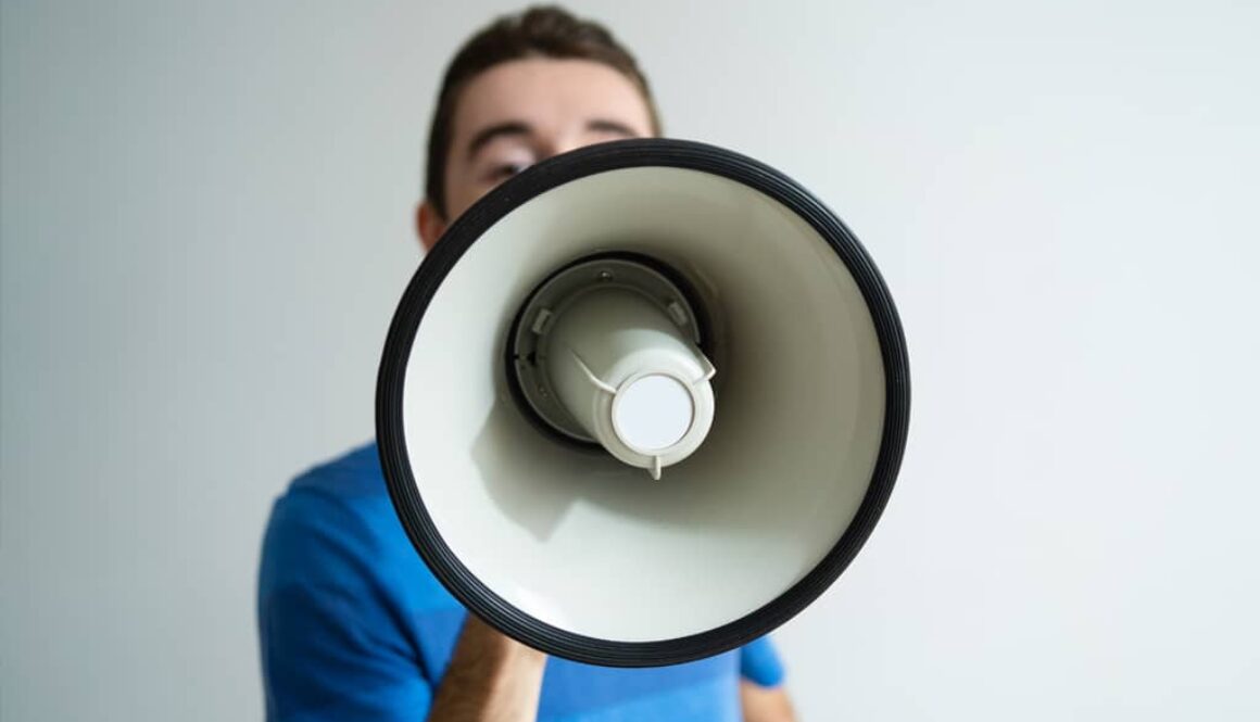 Man Speaking on loudspeaker
